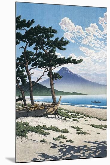 Pine Trees on the Beach with Mt Fuji in the Background, Japan-null-Mounted Giclee Print