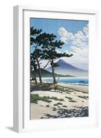 Pine Trees on the Beach with Mt Fuji in the Background, Japan-null-Framed Giclee Print