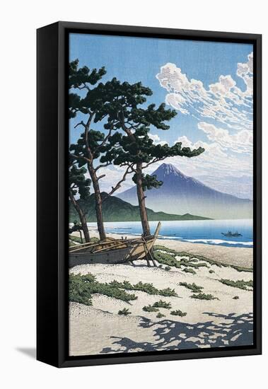 Pine Trees on the Beach with Mt Fuji in the Background, Japan-null-Framed Stretched Canvas