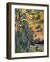 Pine Trees with Sunset and Female Figure, 1889-Vincent van Gogh-Framed Giclee Print