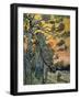 Pine Trees with Sunset and Female Figure, 1889-Vincent van Gogh-Framed Giclee Print