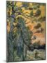 Pine Trees with Sunset and Female Figure, 1889-Vincent van Gogh-Mounted Giclee Print