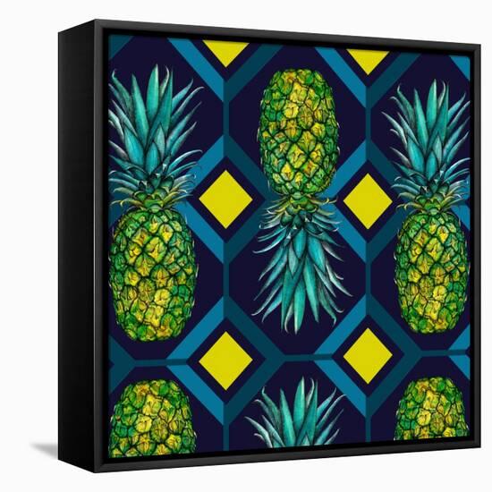 Pineapple geometric tile, 2018-Andrew Watson-Framed Stretched Canvas