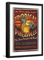 Pineapple - Vintage Sign-Lantern Press-Framed Art Print