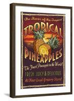 Pineapple - Vintage Sign-Lantern Press-Framed Art Print