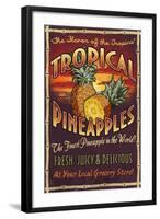 Pineapple - Vintage Sign-Lantern Press-Framed Art Print