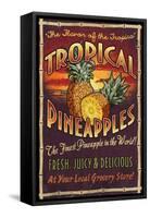 Pineapple - Vintage Sign-Lantern Press-Framed Stretched Canvas