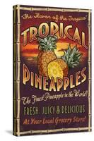 Pineapple - Vintage Sign-Lantern Press-Stretched Canvas