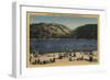 Pinecrest, California - Sunbathers & Swimmers on the Beach-Lantern Press-Framed Art Print