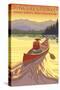 Pinecrest Lake, California - Canoe Scene-Lantern Press-Stretched Canvas