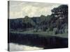 Pines Along the Shore of a Lake-Walter Leistikow-Stretched Canvas