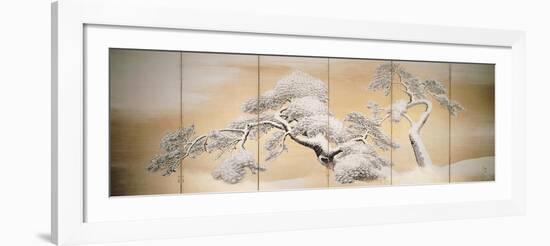 Pines in Snow, Decoration from Six-Panel Screen-Maruyama Okyo-Framed Giclee Print