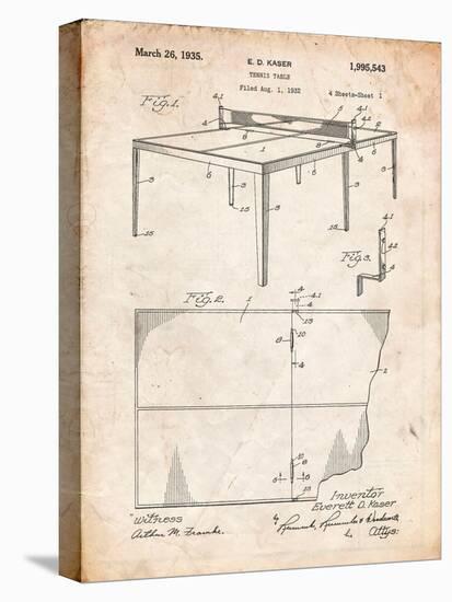 Ping Pong Table Patent-Cole Borders-Stretched Canvas