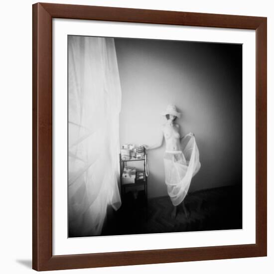 Pinhole Camera Shot of Standing Topless Woman in Hoop Skirt-Rafal Bednarz-Framed Photographic Print