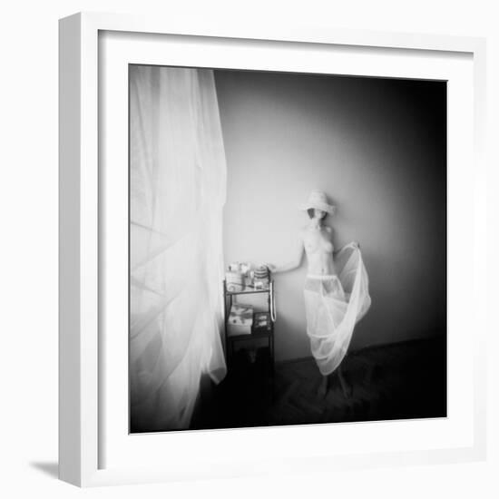 Pinhole Camera Shot of Standing Topless Woman in Hoop Skirt-Rafal Bednarz-Framed Photographic Print