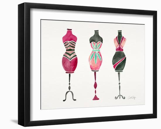 Pink 3 Dresses-Cat Coquillette-Framed Giclee Print