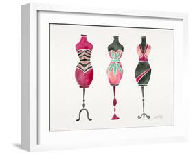 Pink 3 Dresses-Cat Coquillette-Framed Giclee Print