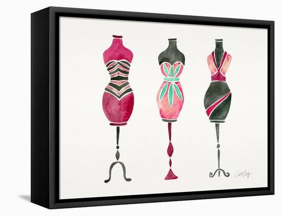 Pink 3 Dresses-Cat Coquillette-Framed Stretched Canvas