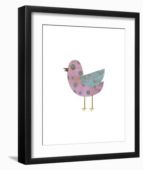 Pink and Blue Polka Dot Bird-John W^ Golden-Framed Giclee Print