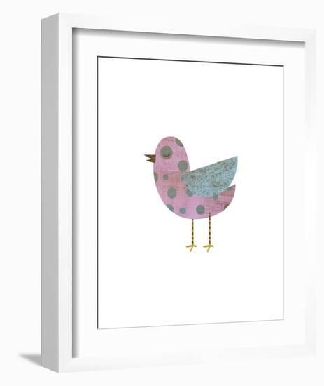 Pink and Blue Polka Dot Bird-John W^ Golden-Framed Giclee Print