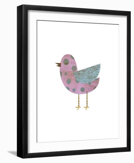 Pink and Blue Polka Dot Bird-John W^ Golden-Framed Giclee Print
