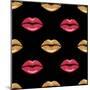 Pink and Gold Shimmer Lipstick. Kiss Lips, Girl Mouth. Makeup Seamless Pattern, Fashion Wallpaper.-Anton Malina-Mounted Art Print