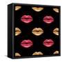 Pink and Gold Shimmer Lipstick. Kiss Lips, Girl Mouth. Makeup Seamless Pattern, Fashion Wallpaper.-Anton Malina-Framed Stretched Canvas