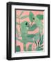 Pink and Green Birds of Paradise II-Annie Warren-Framed Art Print