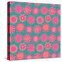 Pink and Green Doodle Seamless Flower Pattern-nad_o-Stretched Canvas