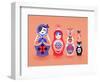 Pink and Lavender Russian Dolls-Cat Coquillette-Framed Giclee Print