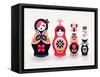 Pink and Navy Russian Dolls-Cat Coquillette-Framed Stretched Canvas