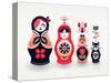 Pink and Navy Russian Dolls-Cat Coquillette-Stretched Canvas