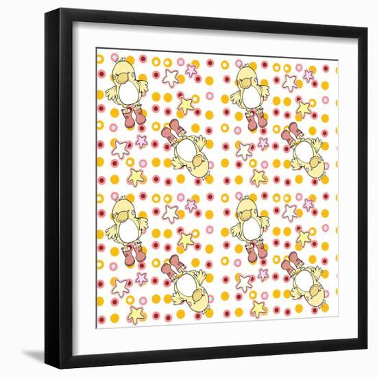 Pink and Orange Ducky Dots-Valarie Wade-Framed Premium Giclee Print