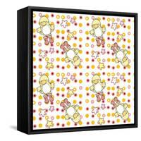 Pink and Orange Ducky Dots-Valarie Wade-Framed Stretched Canvas