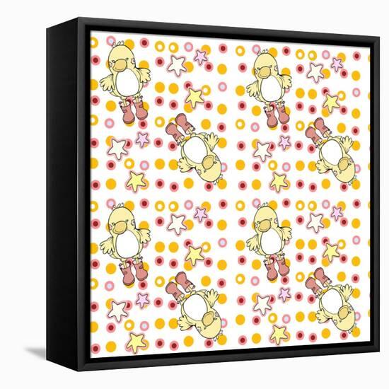 Pink and Orange Ducky Dots-Valarie Wade-Framed Stretched Canvas