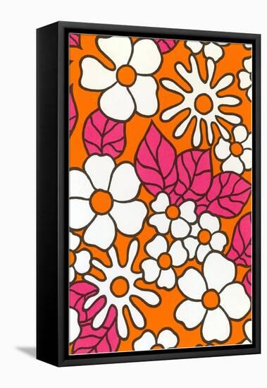 Pink and Orange Floral Pattern-null-Framed Stretched Canvas