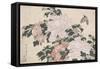 Pink and Red Peonies Blown to the Left in a Breeze and a Butterfly-Katsushika Hokusai-Framed Stretched Canvas