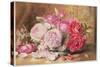 Pink and Red Roses in a Bowl-Mary Elizabeth Duffield-Stretched Canvas