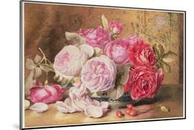 Pink and Red Roses in a Bowl-Mary Elizabeth Duffield-Mounted Giclee Print