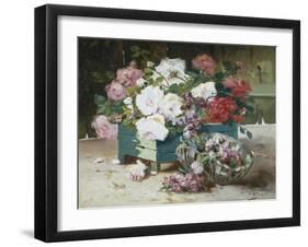 Pink and Red Roses-Eugene Henri Cauchois-Framed Giclee Print