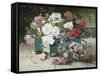 Pink and Red Roses-Eugene Henri Cauchois-Framed Stretched Canvas