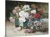 Pink and Red Roses-Eugene Henri Cauchois-Stretched Canvas