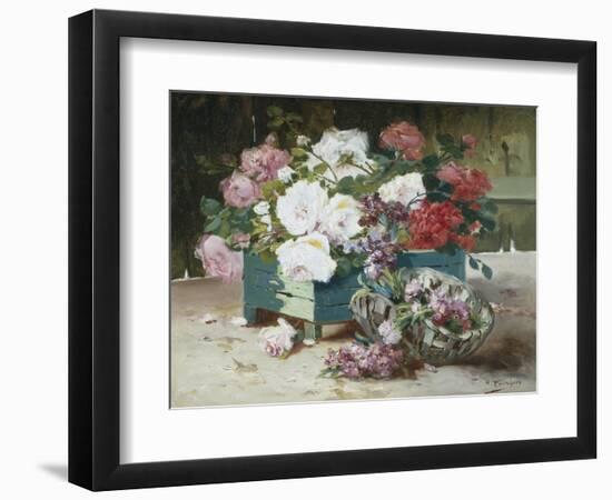 Pink and Red Roses-Eugene Henri Cauchois-Framed Giclee Print