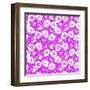 Pink and White Floral Silhouettes Seamless Pattern Background-Oksancia-Framed Art Print