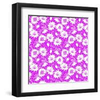 Pink and White Floral Silhouettes Seamless Pattern Background-Oksancia-Framed Art Print