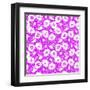 Pink and White Floral Silhouettes Seamless Pattern Background-Oksancia-Framed Art Print