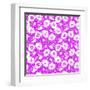 Pink and White Floral Silhouettes Seamless Pattern Background-Oksancia-Framed Art Print