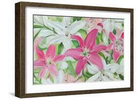 Pink and White Lilies III-Sandra Iafrate-Framed Art Print