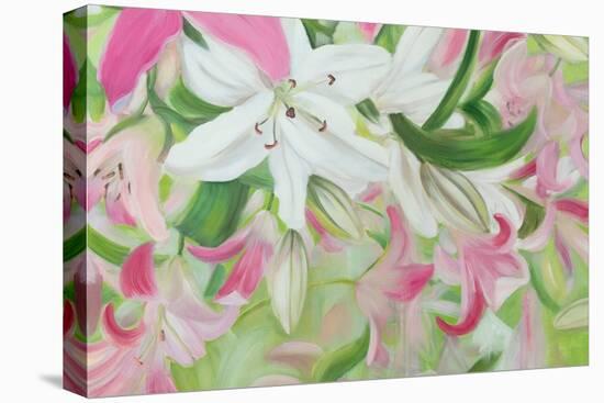 Pink and White Lilies V-Sandra Iafrate-Stretched Canvas