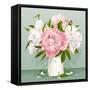 Pink and White Peony Bouquet-LisaShu-Framed Stretched Canvas